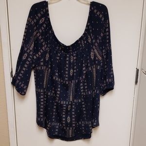 Plus size off shoulder print tunic